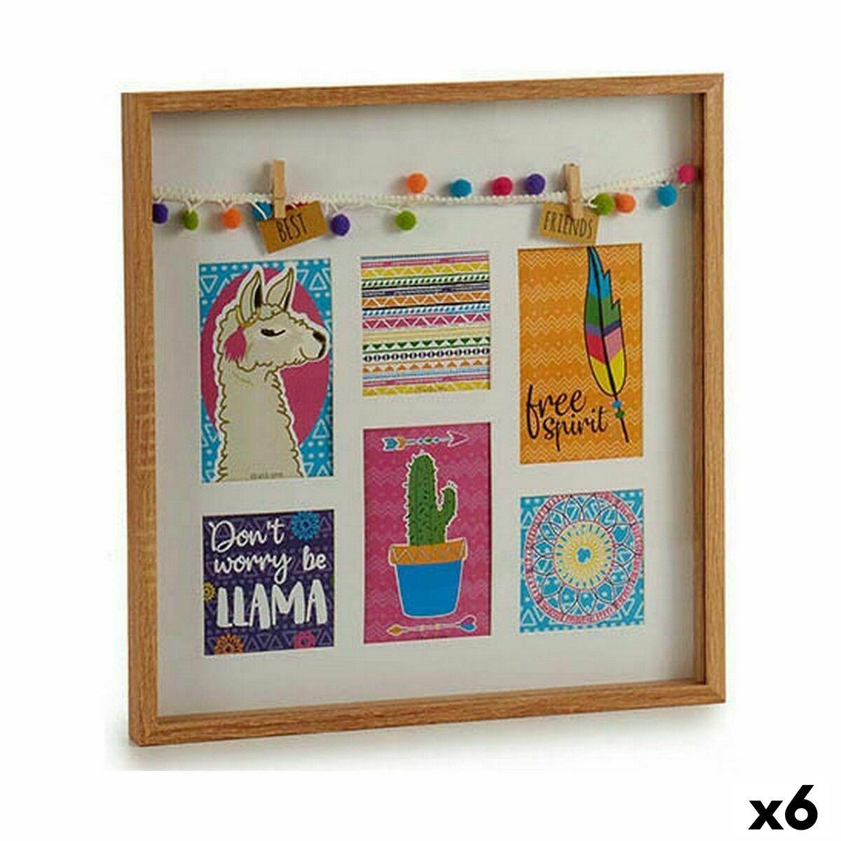 Portafotos de Pared Gift Decor Multicolor Madera Llama Borlas (6 Unidades)