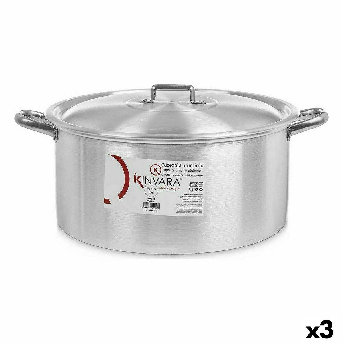 Cacerola Con Tapa Kinvara Plateado 18 L 48,5 x 22 x 39 cm (3 Unidades)