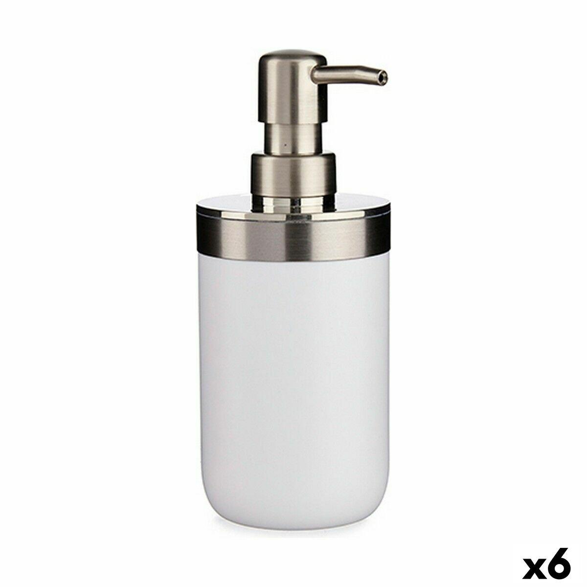 Dispensador de Jabón Berilo Blanco Plateado Plástico 350 ml 8 x 17 x 9 cm 9 x 17 x 8 cm (6 Unidades)
