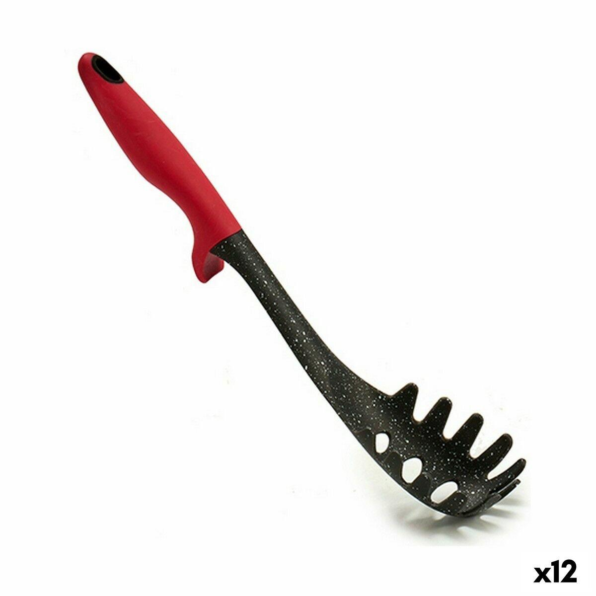 Cuchara para Servir Pasta Nailon 6 x 32 x 7 cm Negro Rojo (12 Unidades)