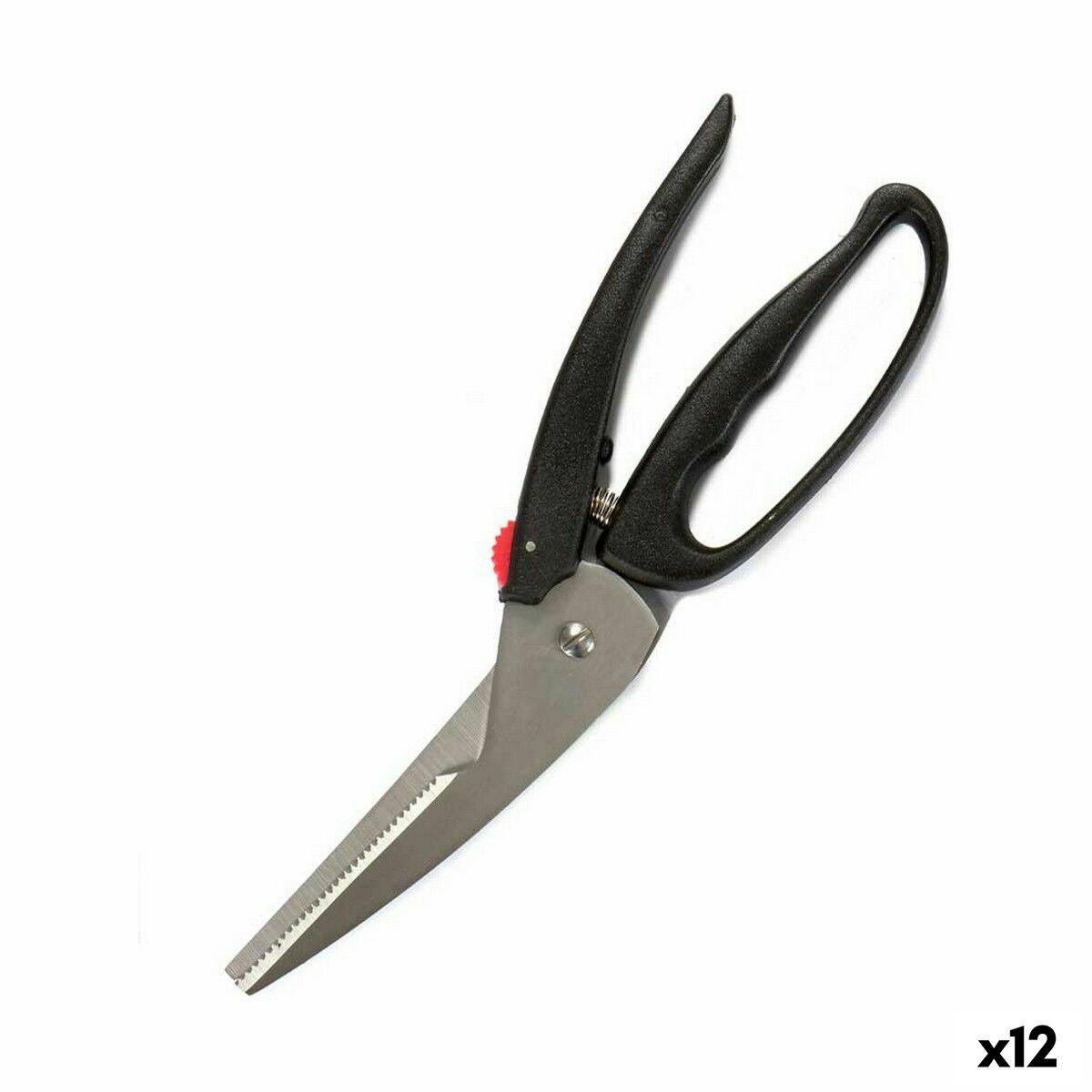 Tijeras de Cocina Kinvara Negro Acero Plástico 24,5 x 2 x 7,5 cm (12 Unidades)
