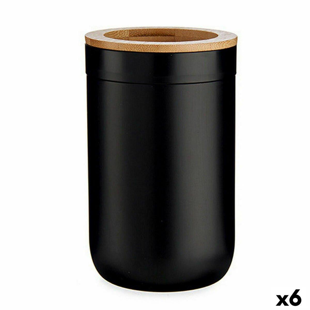 Portacepillos de Dientes Berilo Marrón Negro Natural Bambú Polipropileno 7,7 x 11,5 x 7,7 cm (6 Unidades)