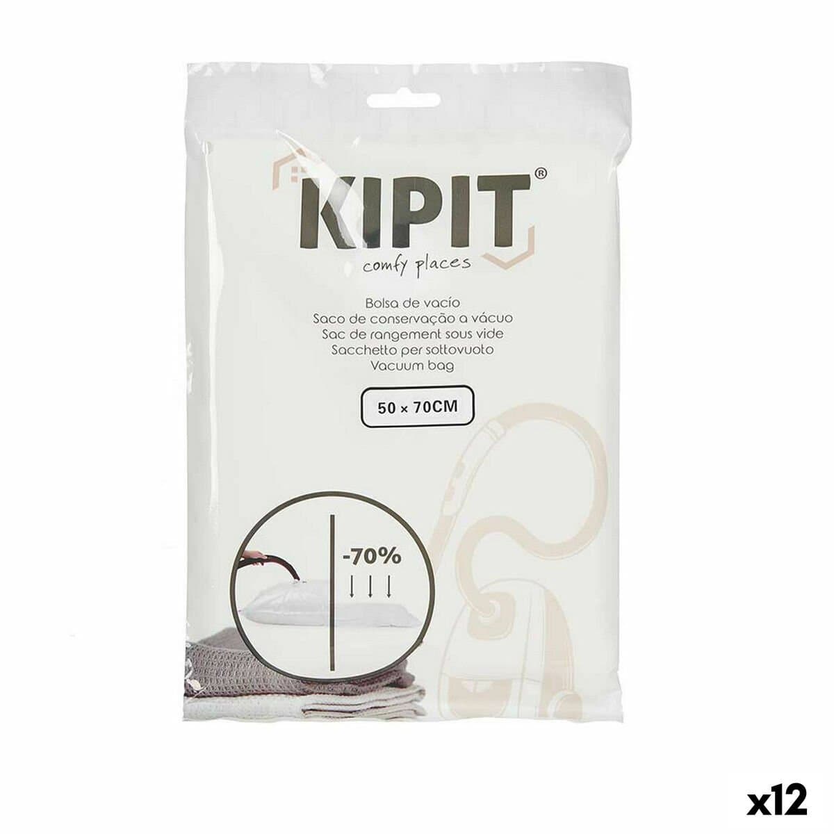 Bolsas de Vacío Kipit Transparente Plástico 50 x 70 cm (12 Unidades)