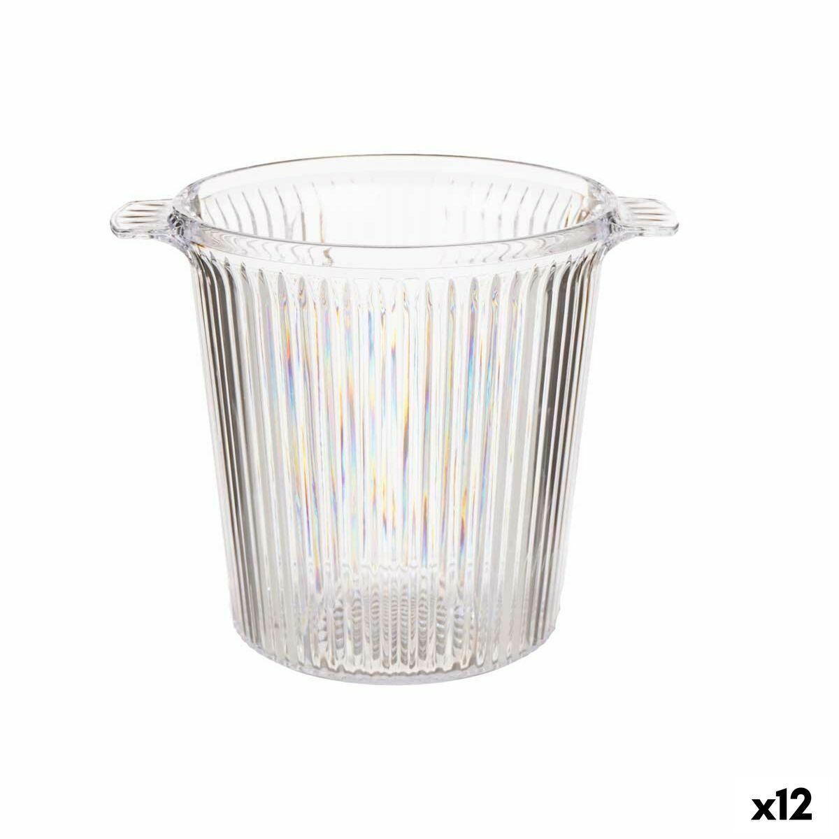 Cubitera Leknes Transparente Poliestireno Rayas 16,5 x 17 x 21 cm (12 Unidades)