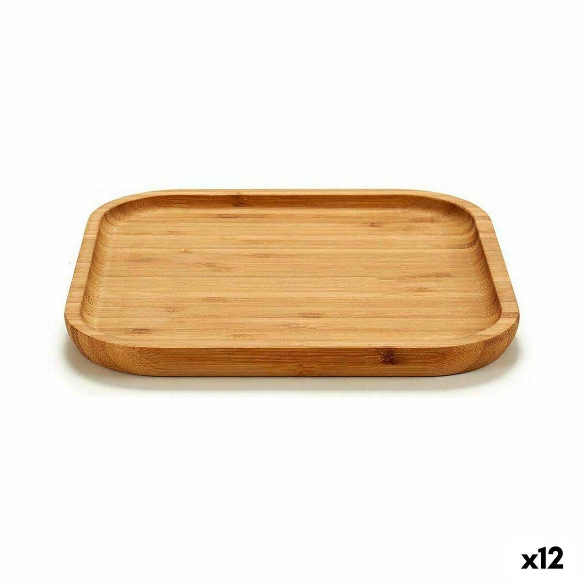 Bandeja de Aperitivos Kinvara Marrón Cuadrada 20 x 1,5 x 20 cm (12 Unidades)