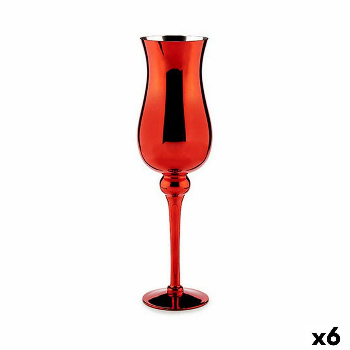 Portavelas Gift Decor Rojo Cristal 13,5 x 4,5 x 13,5 cm 13,5 x 45 x 13,5 cm (6 Unidades)