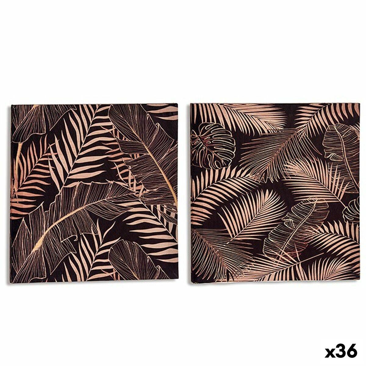 Lienzo Gift Decor Negro Hoja de planta 1,5 x 28 x 28 cm (36 Unidades)