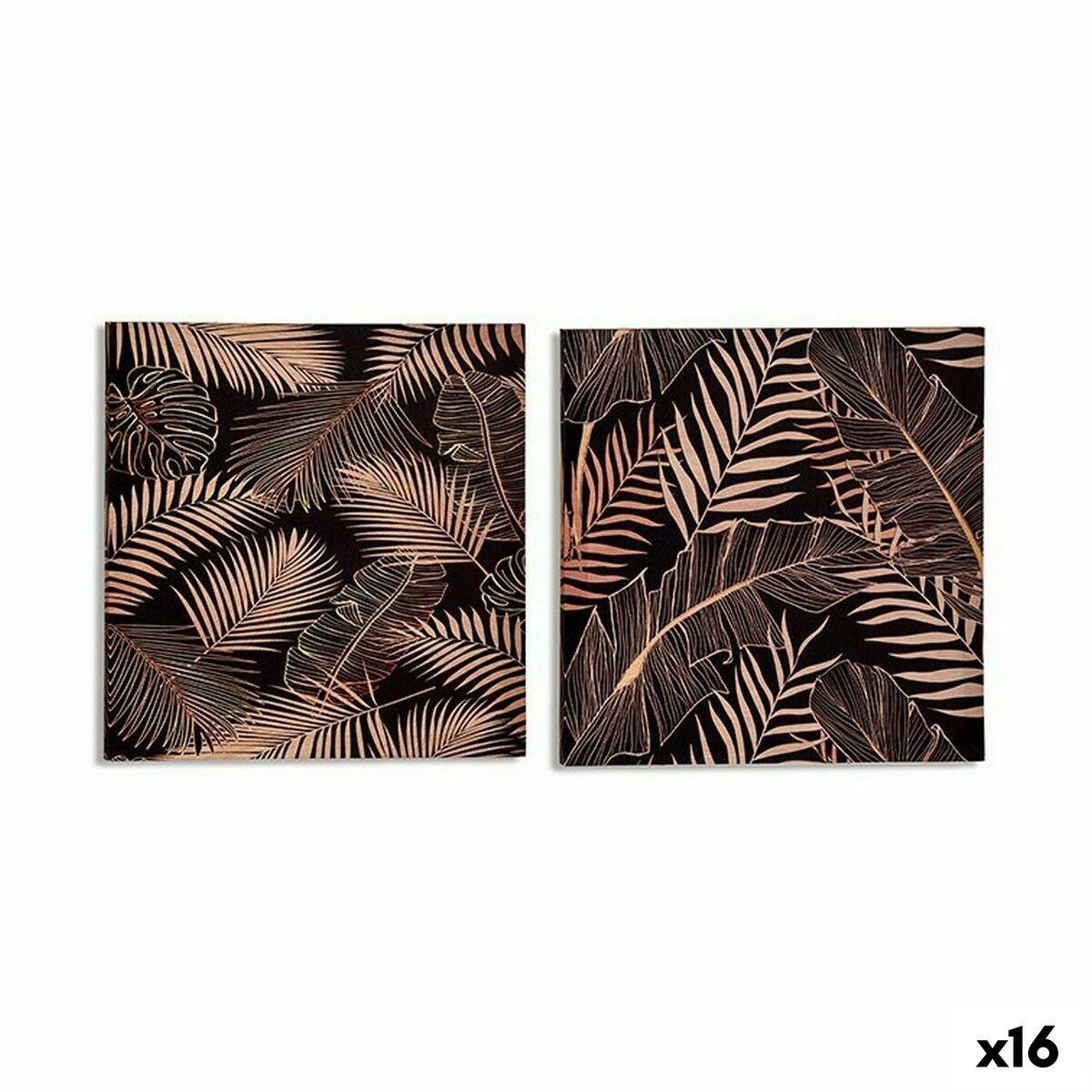 Lienzo Gift Decor Negro Hoja de planta 1,5 x 40 x 40 cm (16 Unidades)