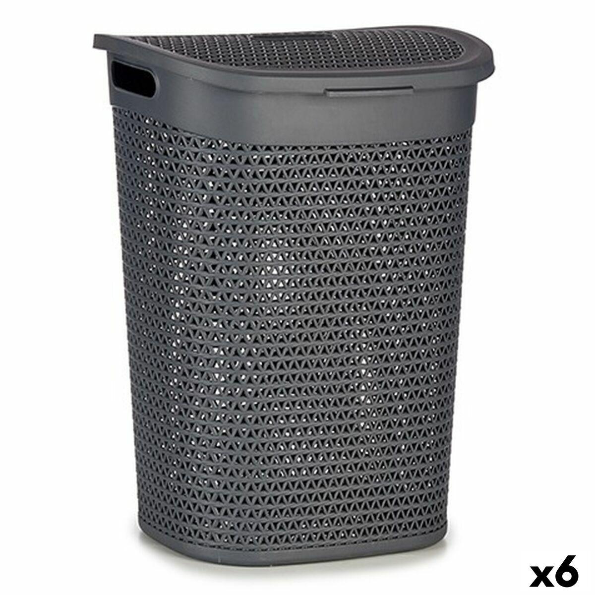 Cesto para la Ropa Kipit Antracita Plástico 60 L 43,5 x 57,5 x 34 cm 43,5 x 57 x 34 cm (6 Unidades)
