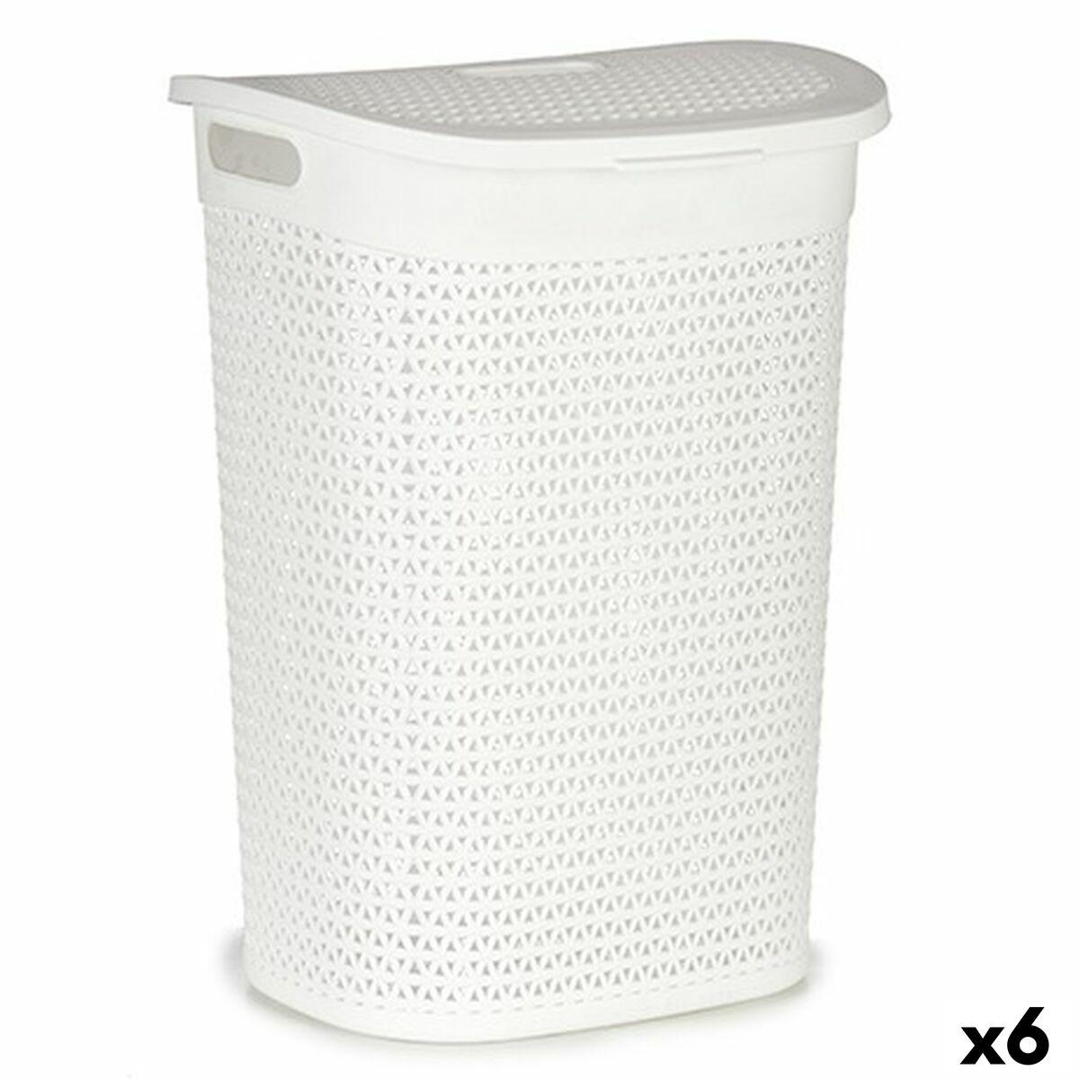 Cesto para la Ropa Kipit Blanco Plástico 60 L 43,5 x 57,5 x 34 cm 43,5 x 57 x 34 cm (6 Unidades)
