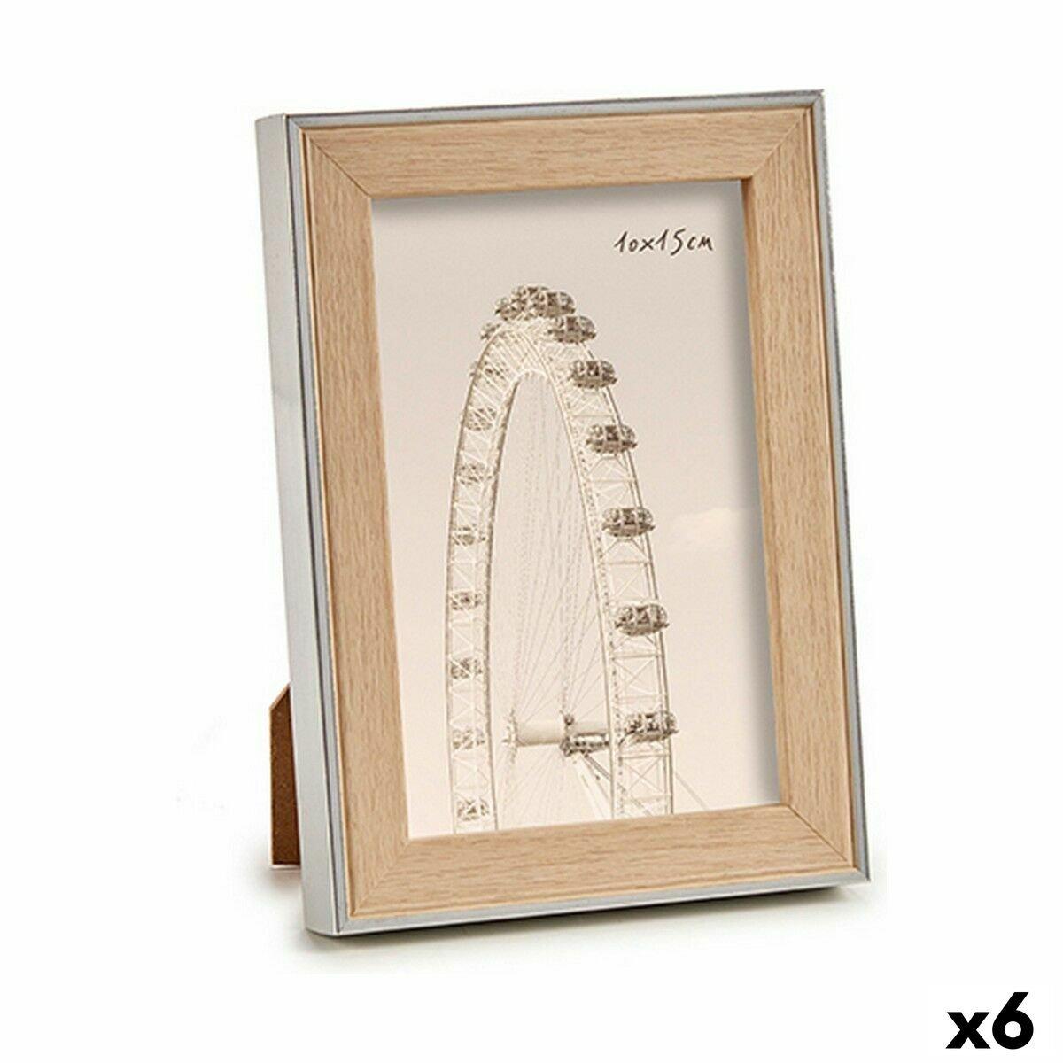 Marco de Fotos Gift Decor Marrón Plateado Natural Vidrio Polipropileno (6 Unidades)