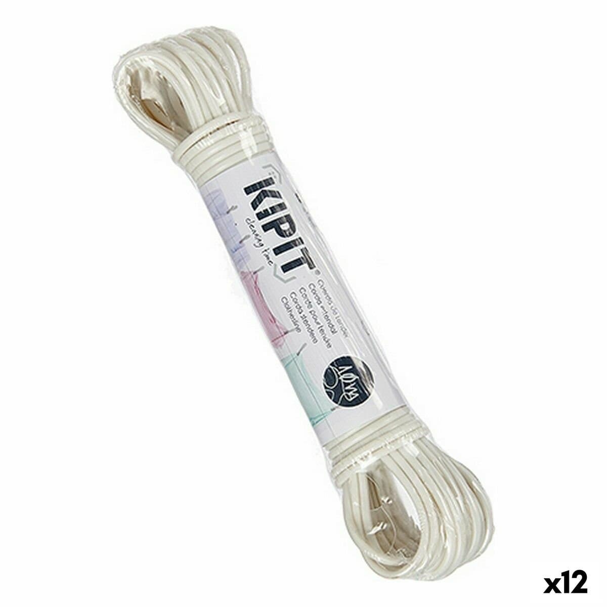 Cuerda para Tender Kipit Blanco PVC 10 m 18 x 3 x 4 cm (12 Unidades)