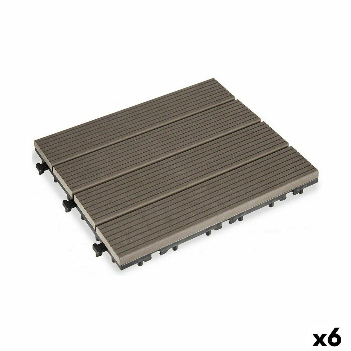 Baldosa Encajable Ibergarden Negro Madera Polietileno Composite 30 x 2,6 x 30 cm (6 Unidades)