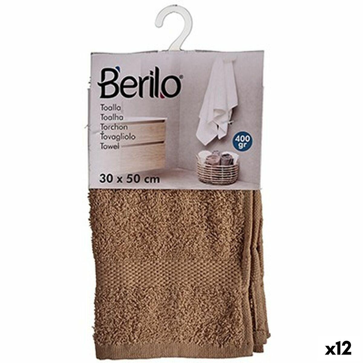 Toalla de baño Berilo Camel 80 % algodón 20 % Poliéster 30 x 50 cm 25 x 1,5 x 15 cm (12 Unidades)