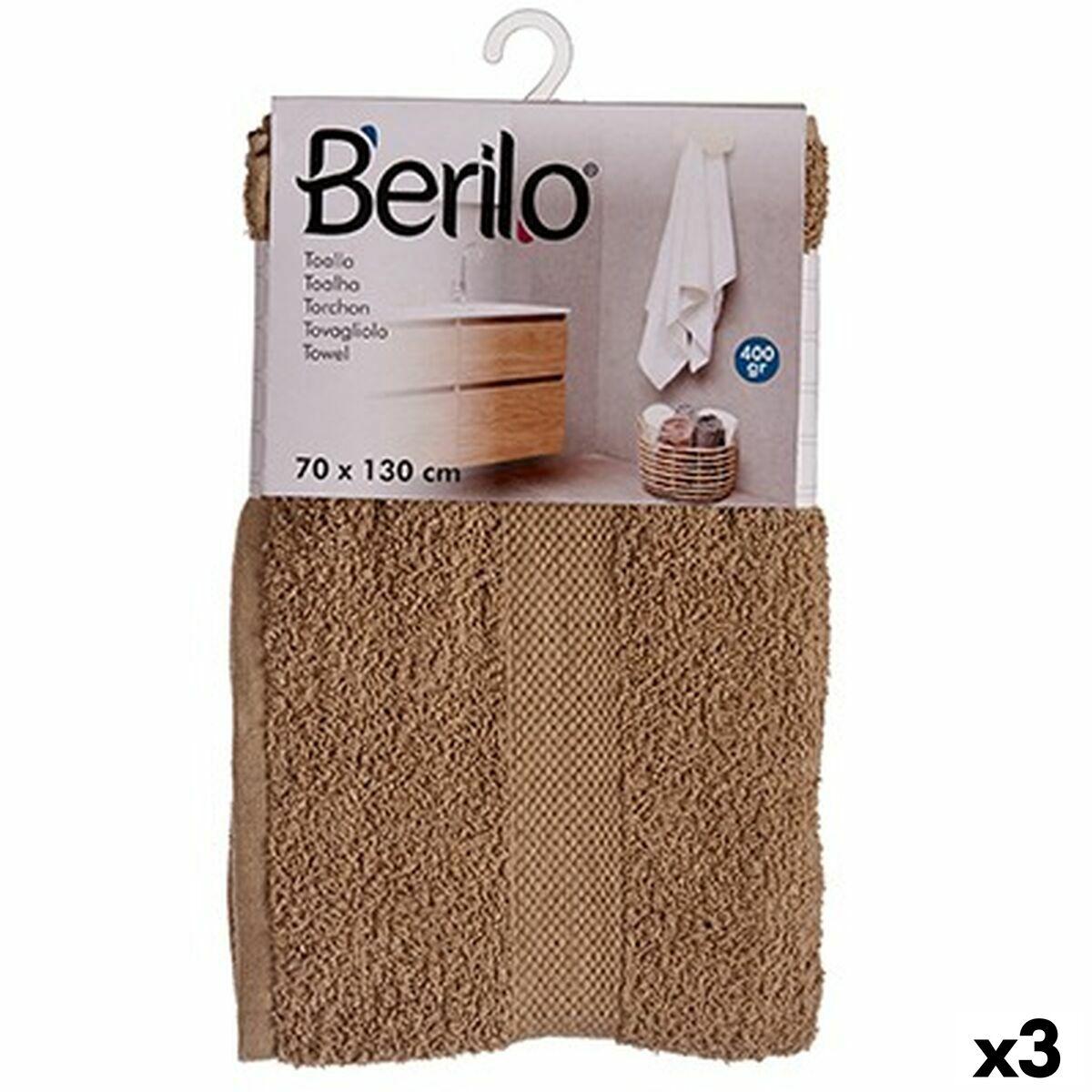 Toalla de baño Berilo Camel 80 % algodón 20 % Poliéster 70 x 130 cm 35 x 4 x 20 cm (3 Unidades)
