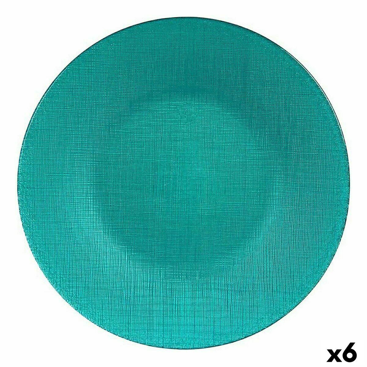 Plato Llano Vivalto Turquesa Vidrio 27,5 x 2 x 27,5 cm (6 Unidades)
