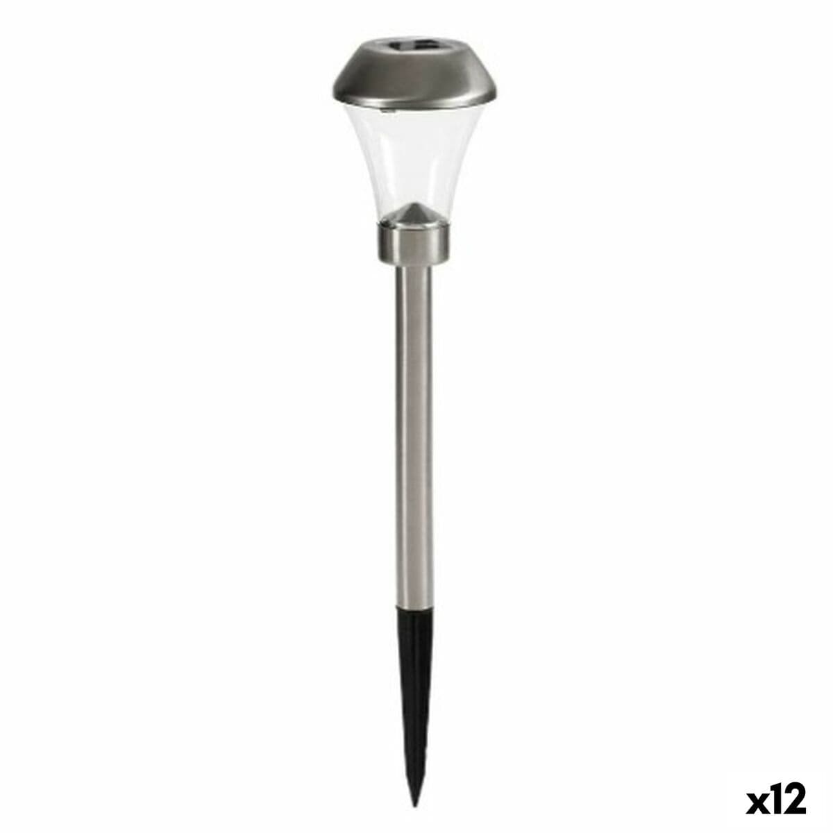 Baliza Ibergarden Plateado Acero Polipropileno 8,5 x 31 x 8,5 cm Cónico Carga solar (12 Unidades)