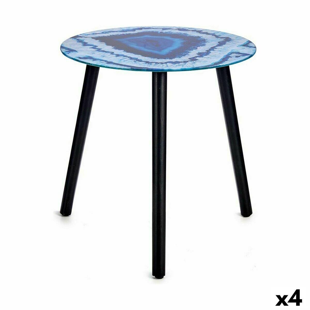 Mesa auxiliar Gift Decor Azul Negro 40 x 41,5 x 40 cm Mármol (4 Unidades)