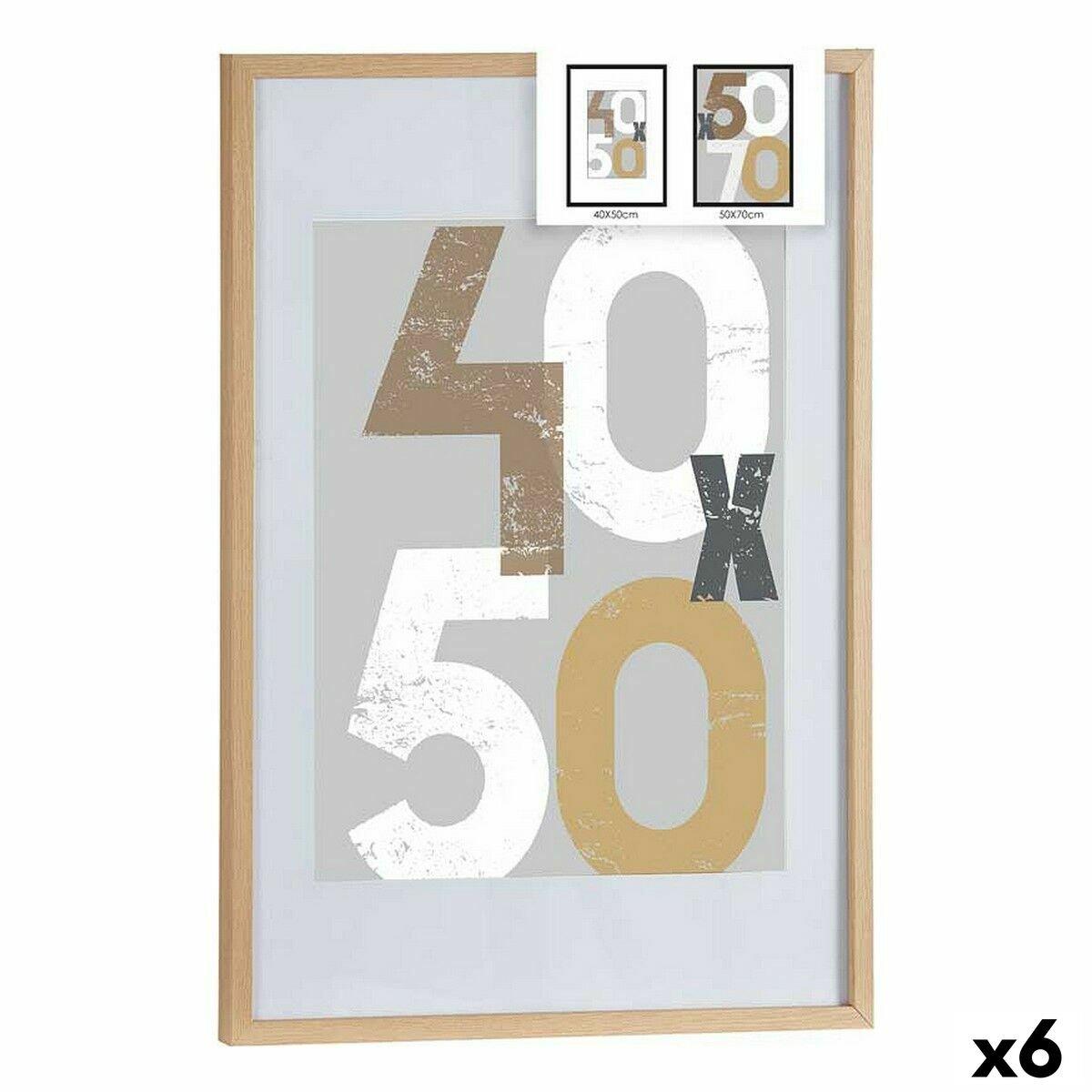 Marco de Fotos Gift Decor Natural Poliestireno Plástico Madera MDF (6 Unidades)