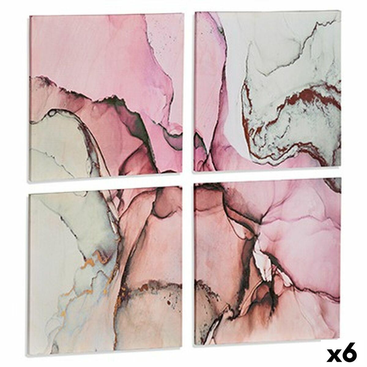 Lienzo Gift Decor Lienzo 35 x 7 x 35 cm Rosa Mármol (4 Piezas) (6 Unidades)