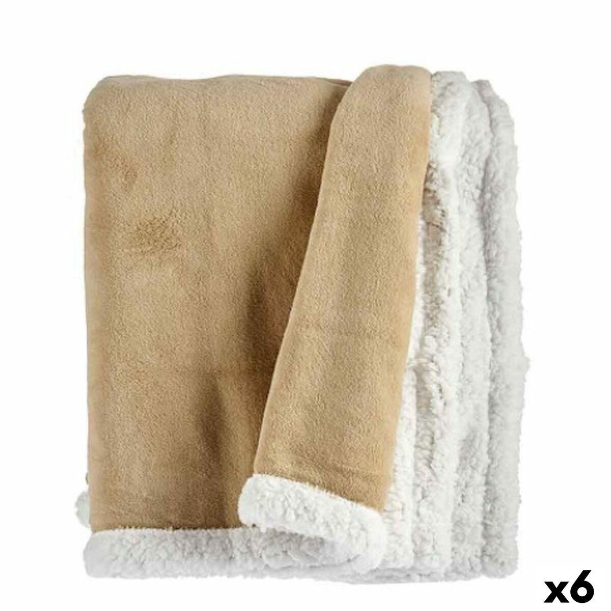Manta Gift Decor Blanco Beige 130 x 1 x 170 cm (6 Unidades)