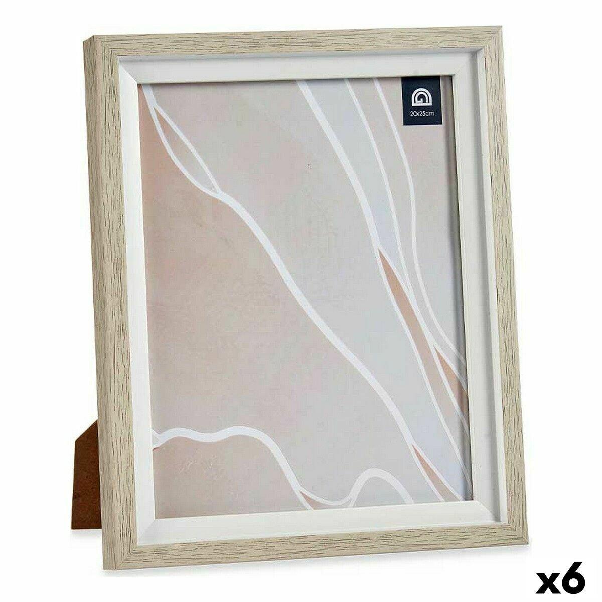 Marco de Fotos Gift Decor Blanco Beige Vidrio Cristal Poliestireno Plástico (6 Unidades)