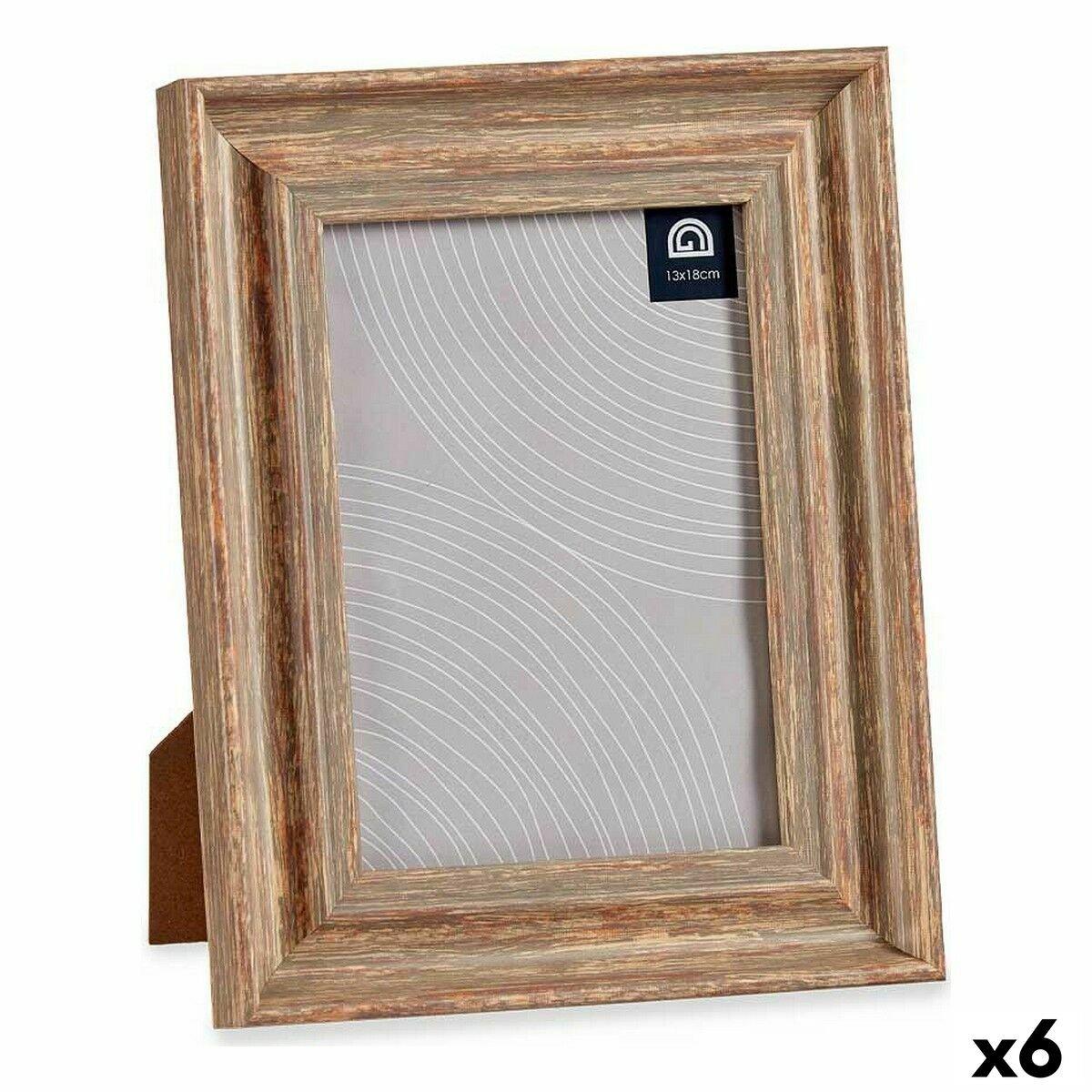 Marco de Fotos Gift Decor Marrón Cobre Madera Vidrio Cristal Poliestireno Plástico (6 Unidades)