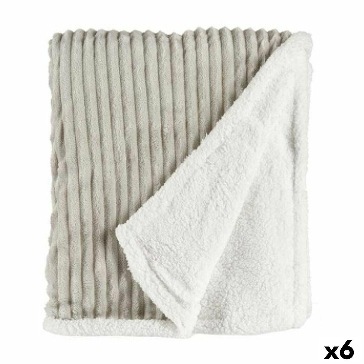 Manta Gift Decor Blanco Gris 200 x 150 x 1,5 cm (6 Unidades)