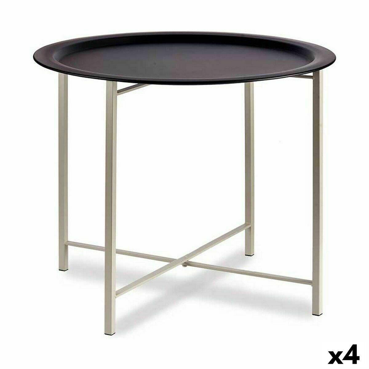 Mesa auxiliar Gift Decor Blanco Negro 62 x 48,5 x 62 cm (4 Unidades)