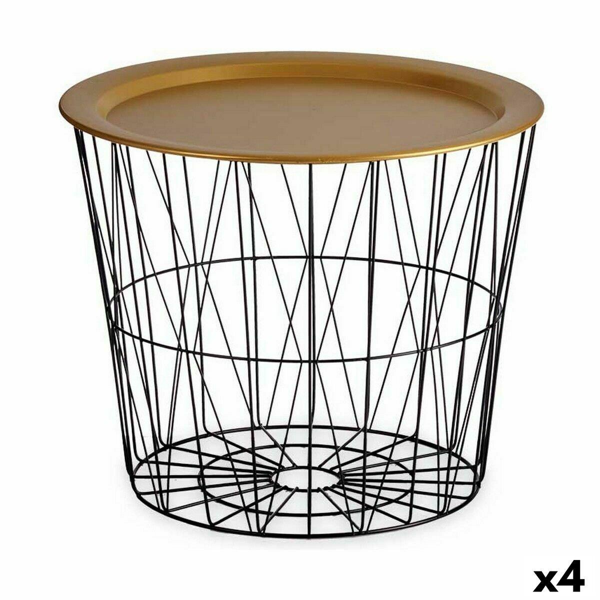 Mesa auxiliar Gift Decor Negro Dorado 52 x 40 x 52 cm (4 Unidades)