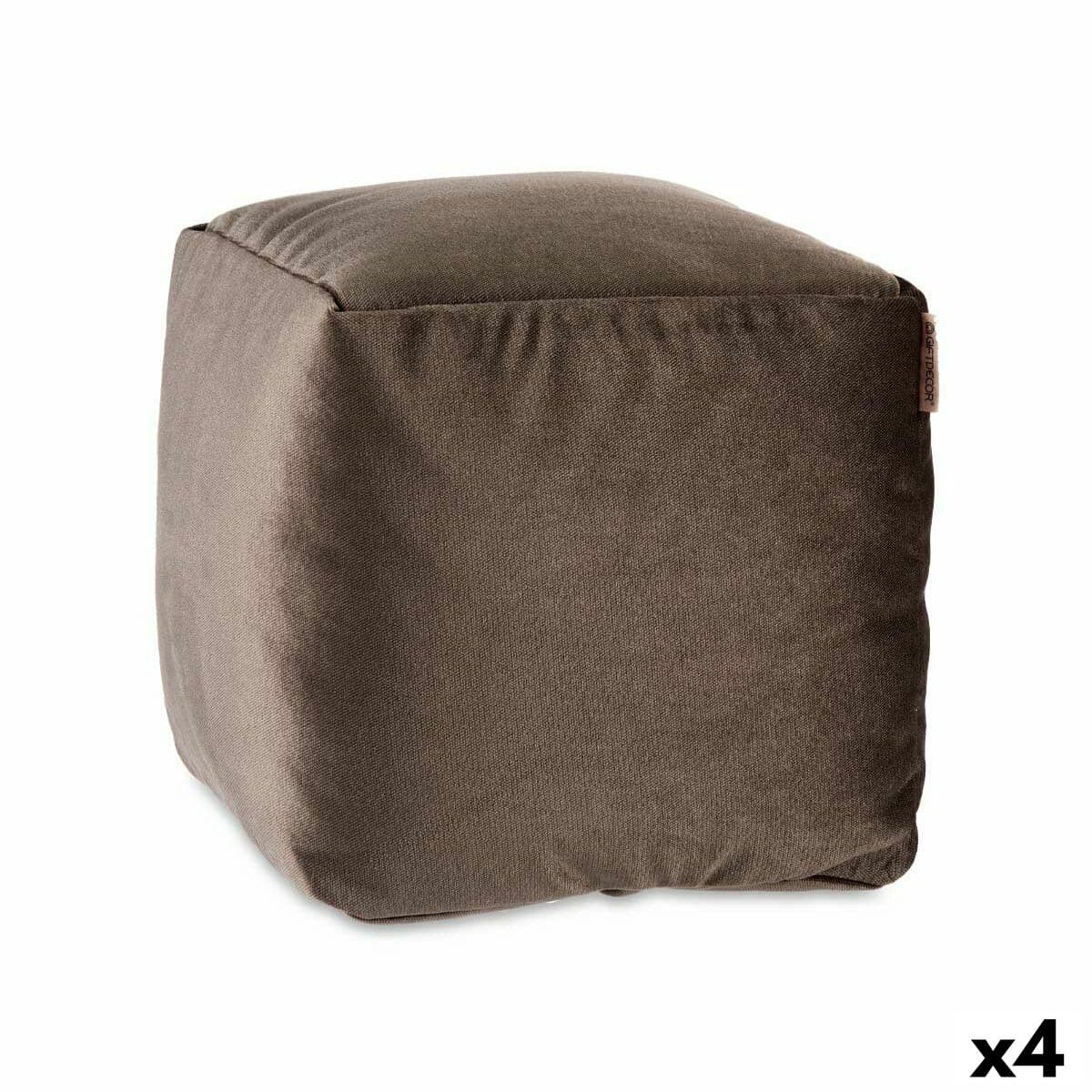 Puff Gift Decor Gris Poliestireno Terciopelo (4 Unidades)