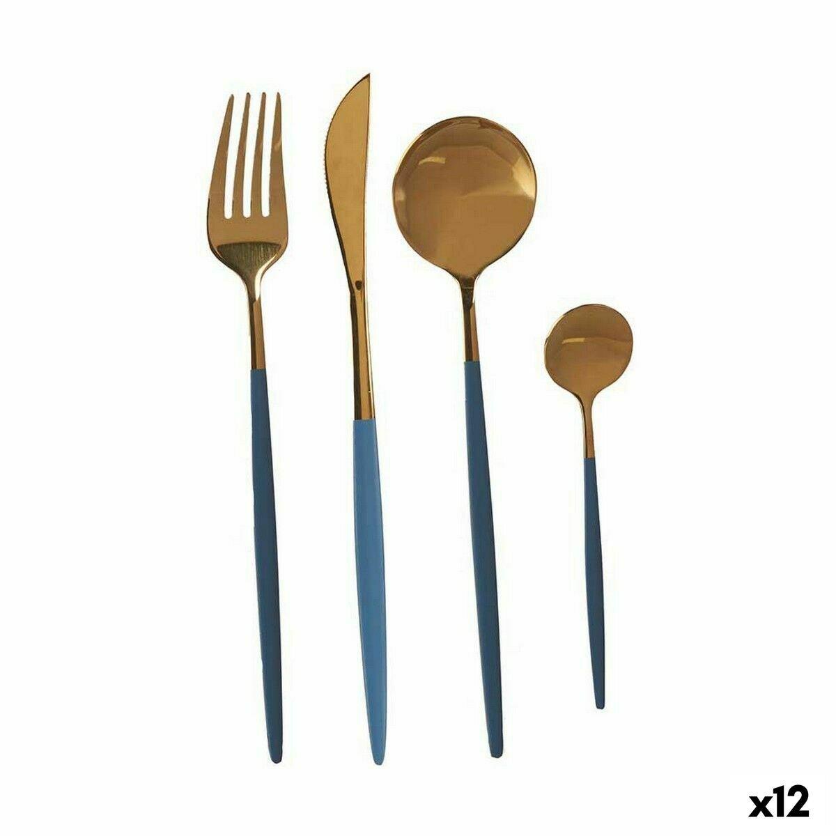Set de Cubiertos Kinvara Gris Dorado Acero Inoxidable (12 Unidades)