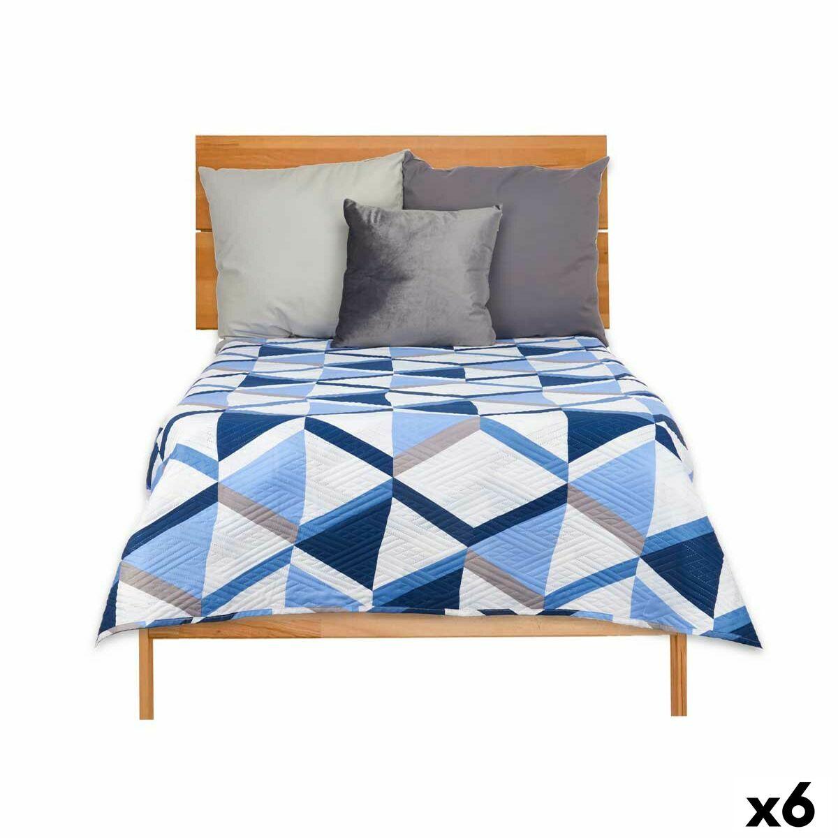 Colcha Reversible Gift Decor Azul Blanco 240 x 260 cm 260 x 0,3 x 240 cm (6 Unidades)