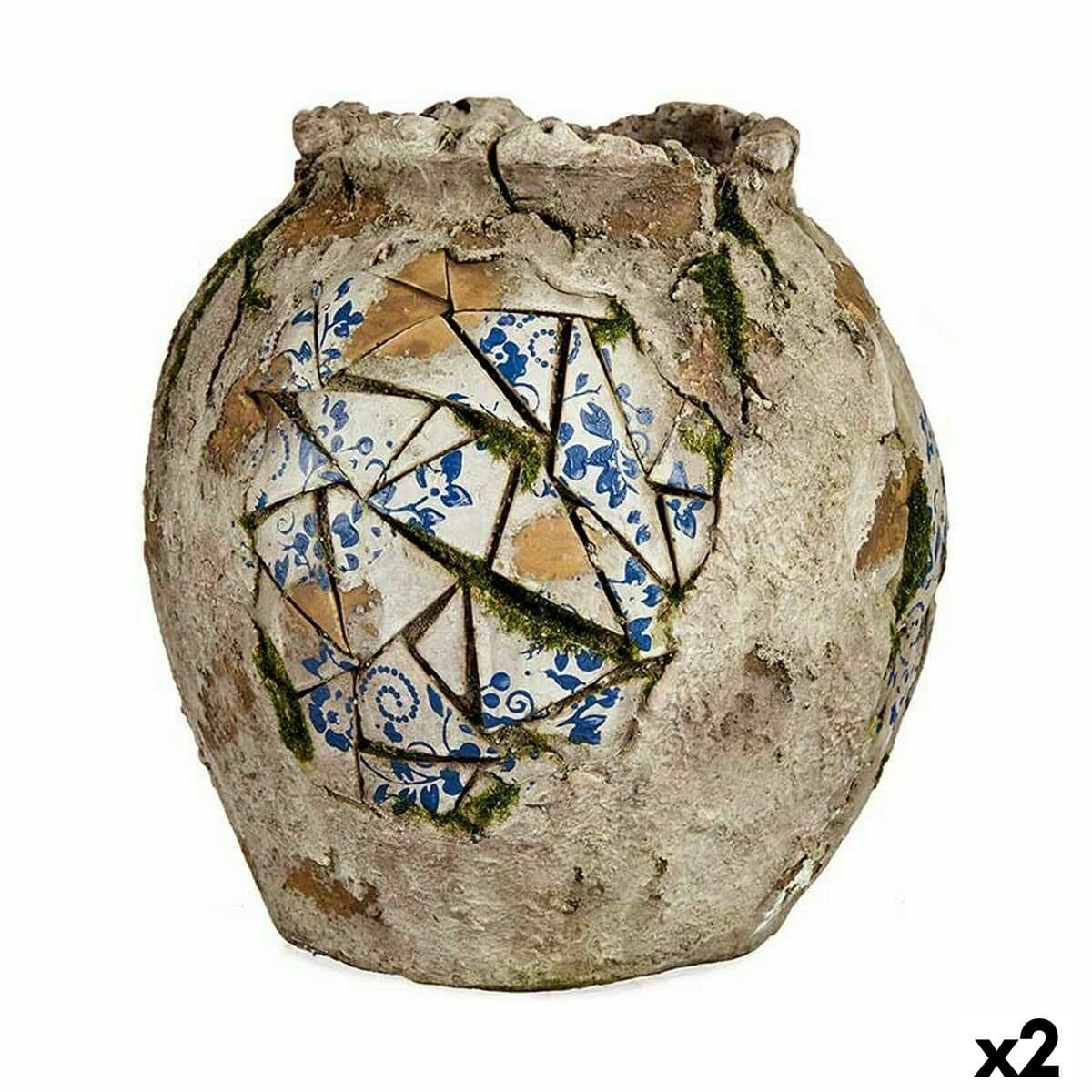 Figura Decorativa para Jardín Ibergarden Poliresina Jarrón 27 x 27 x 27 cm (2 Unidades)