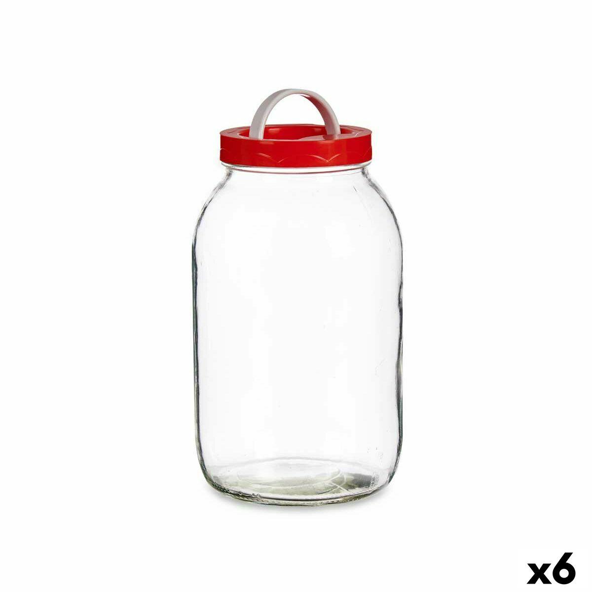 Tarro Vivalto Rojo Transparente 3 L Tapa con asa (6 Unidades)