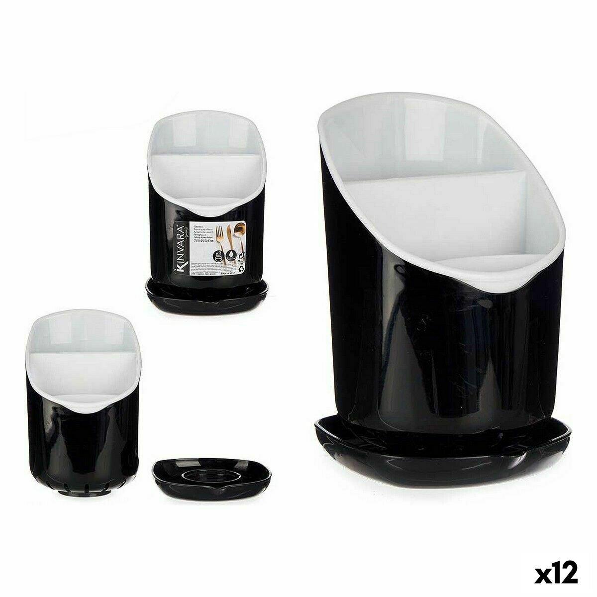 Escurridor para Cubiertos Kinvara Blanco Negro Plástico 12 x 19 x 12,5 cm Esmoquin (12 Unidades)