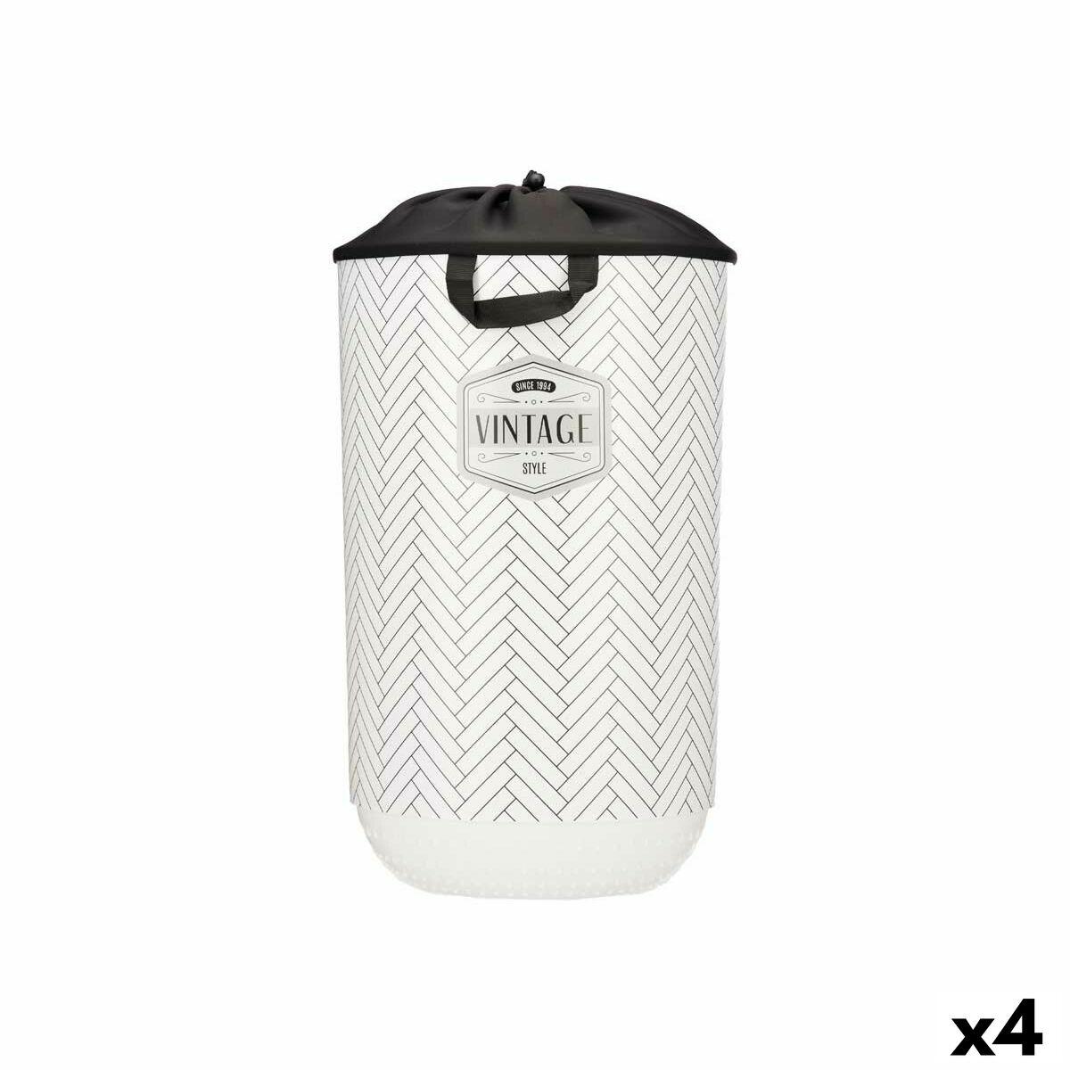 Cesto para la Ropa Kipit Vintage Blanco Tela Plástico 40 L 34 x 52,5 x 34 cm (4 Unidades)