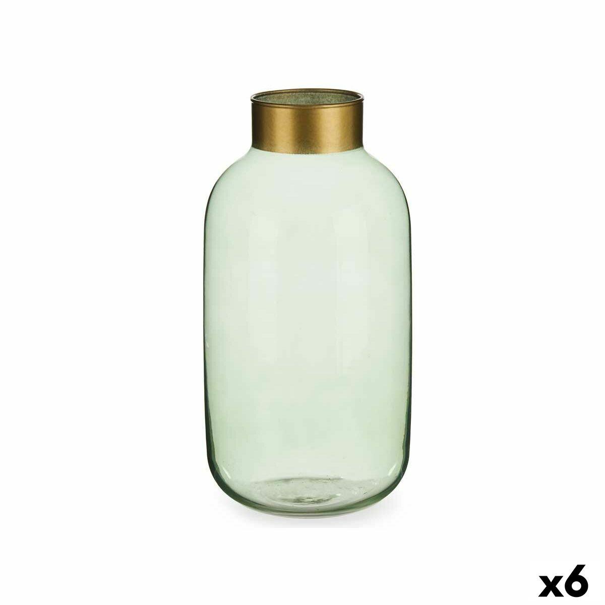 Jarrón Gift Decor Verde Dorado Vidrio 14,5 x 29,5 x 14,5 cm (6 Unidades)