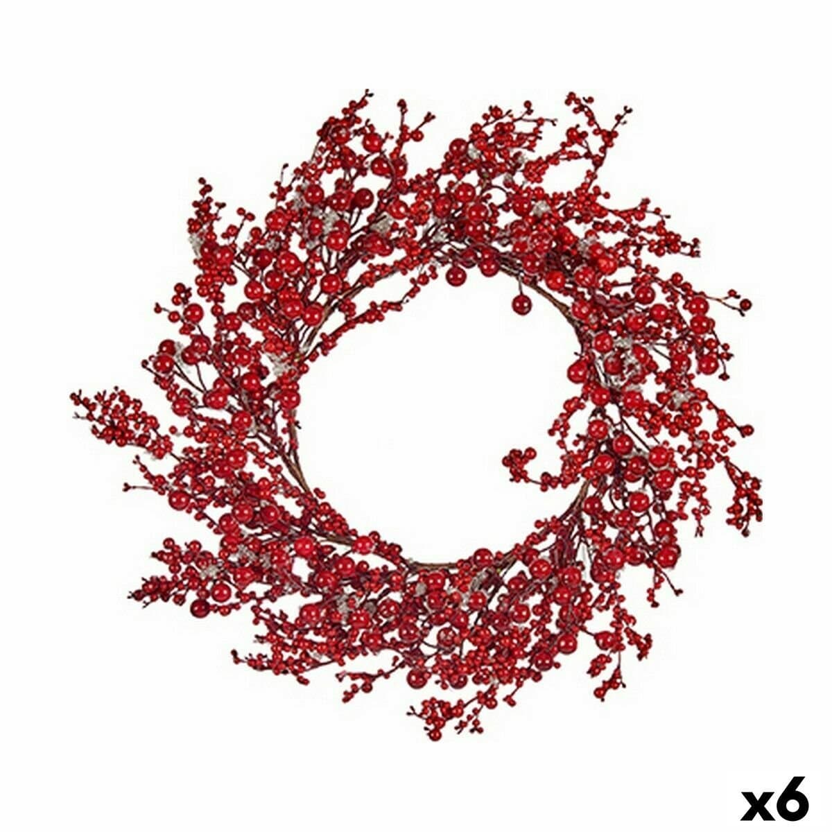 Corona de Navidad Krist+ Rojo Plástico 48 x 10 x 48 cm (6 Unidades)
