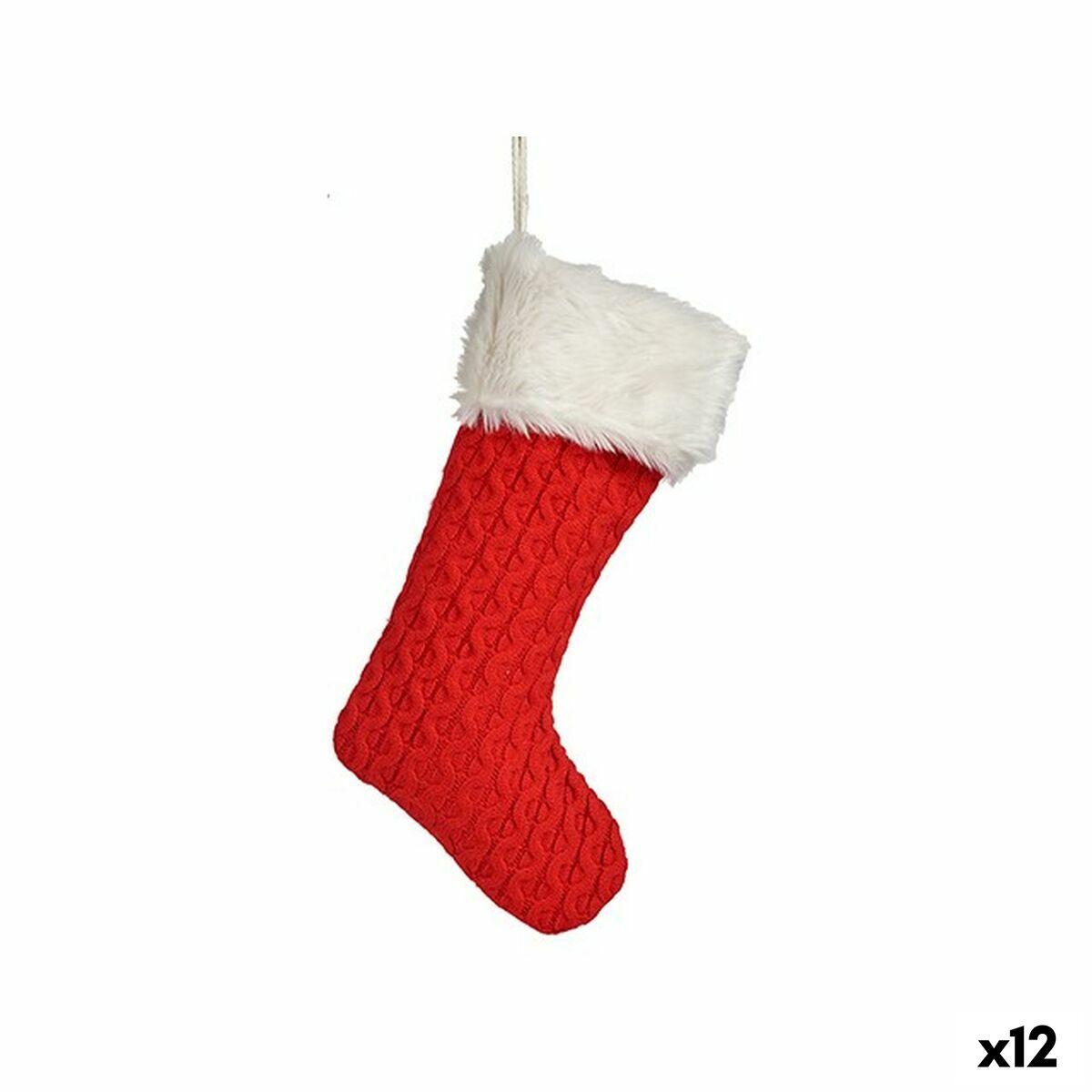 Adorno Navideño Krist+ Rojo Tela Calcetín de Navidad 28 x 4 x 46 cm (12 Unidades)