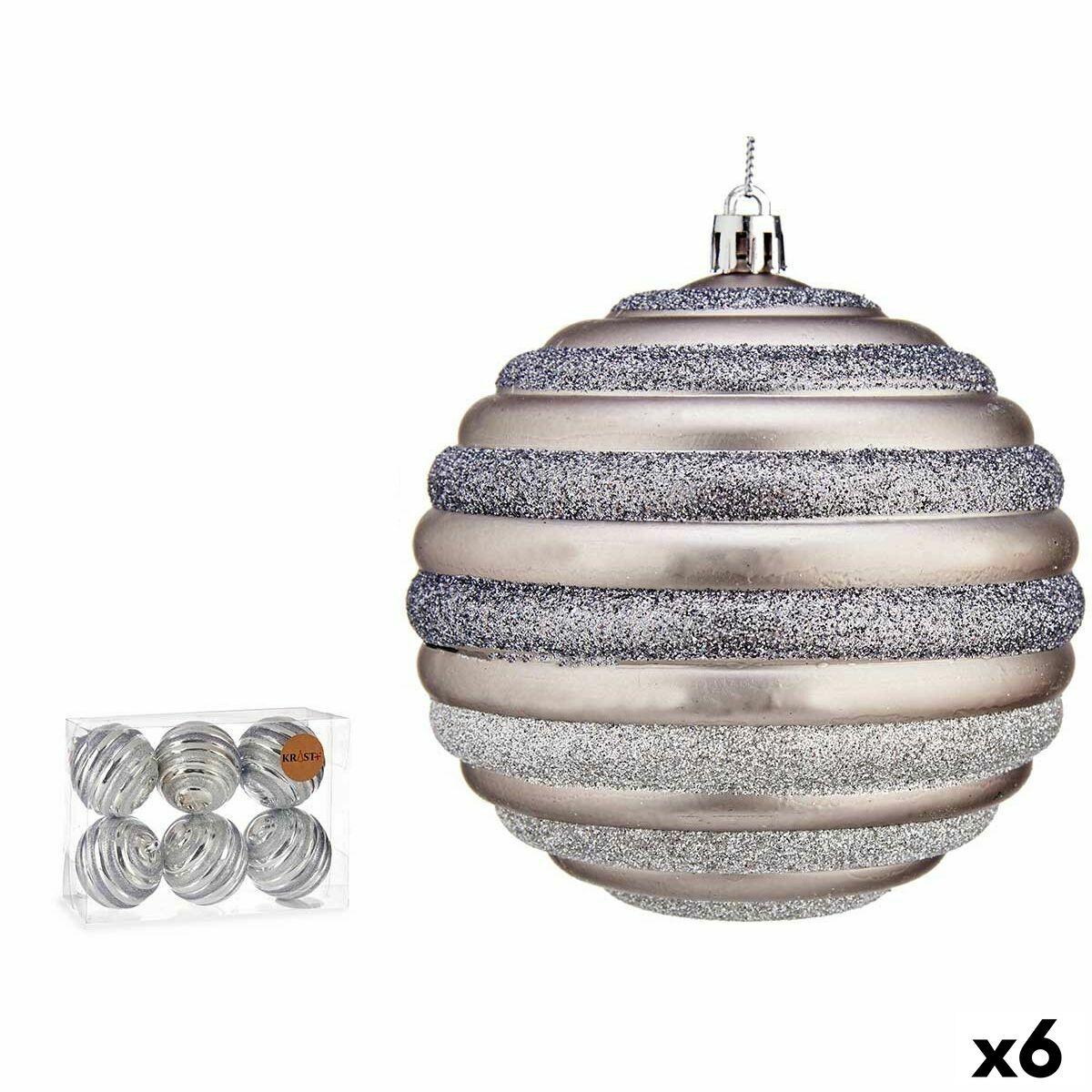 Set de Bolas de Navidad Krist+ Plateado Plástico Círculos 10 cm (6 Unidades)