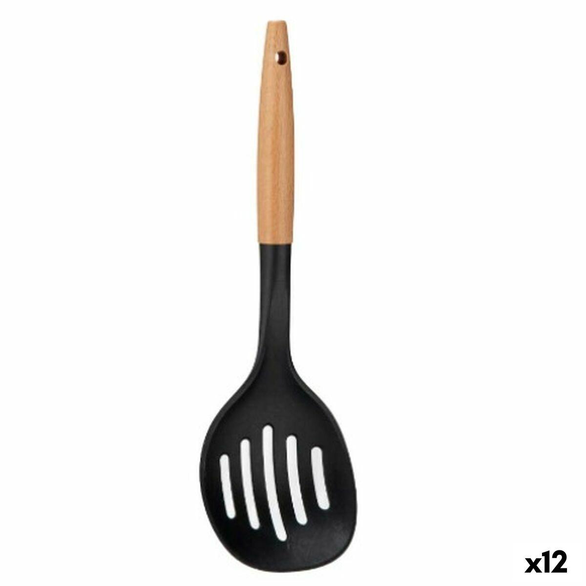 Espumadera Kinvara Negro Natural Madera Plástico 11 x 35 x 4 cm 10,5 x 35 cm (12 Unidades)
