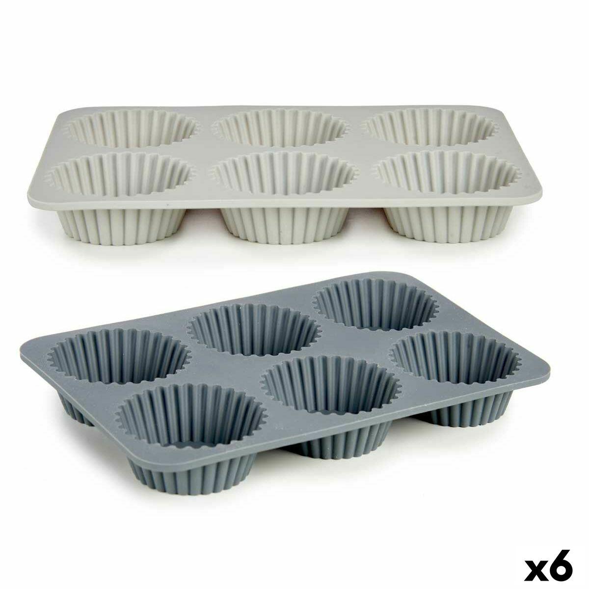 Moldes para Magdalenas Kinvara Gris claro Gris oscuro 25,5 x 3 x 17,5 cm Magdalenas (6 Unidades)