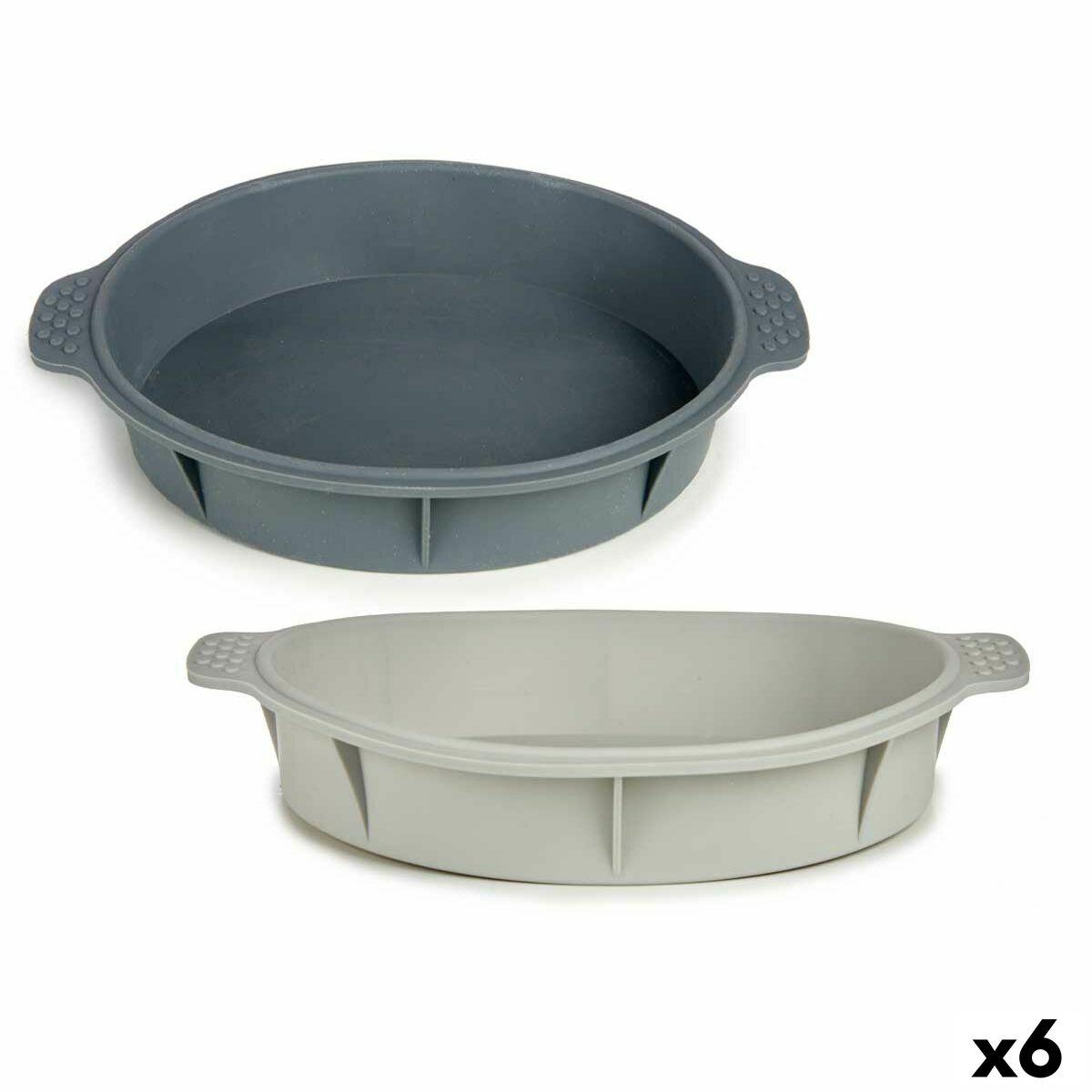 Molde para Repostería Kinvara Gris claro Gris oscuro Silicona 30 x 4,5 x 26 cm Redondo (6 Unidades)