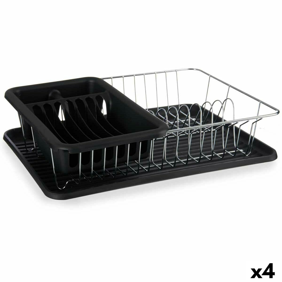 Escurridor para Fregadero Kinvara Negro 43,5 x 11 x 33,5 cm (4 Unidades)