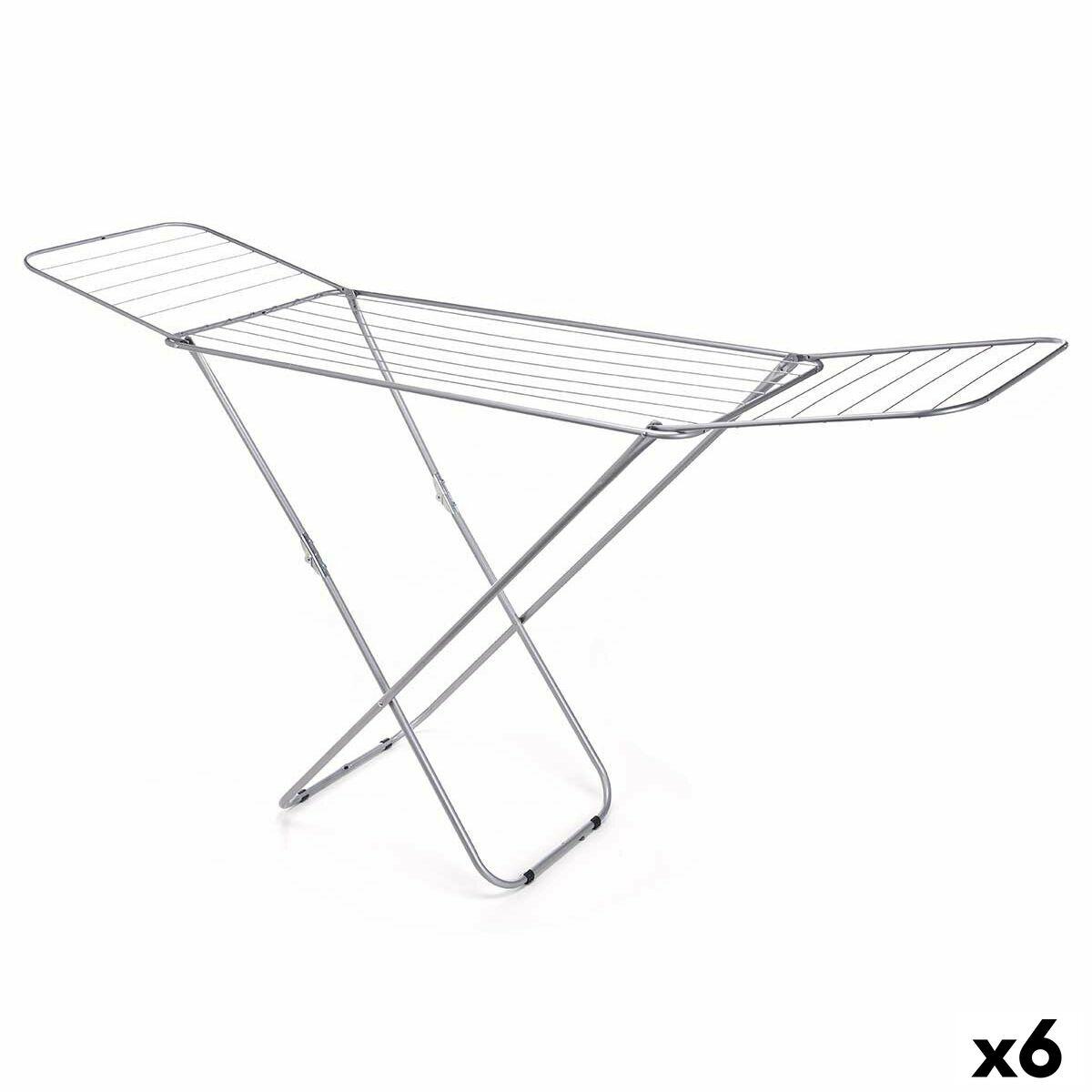 Tendedero Plegable Kipit Plateado Metal 183 x 50,5 x 104 cm 127 x 4 x 50 cm 127 x 5 x 50 cm (6 Unidades)