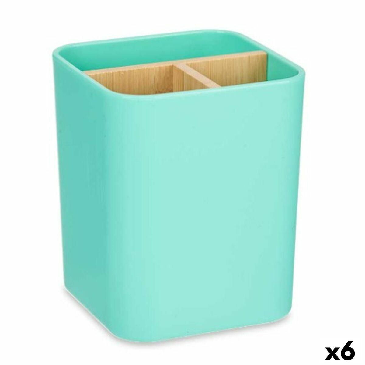 Portacepillos de Dientes Berilo Verde Bambú Polipropileno 9 x 11 x 9 cm (6 Unidades)