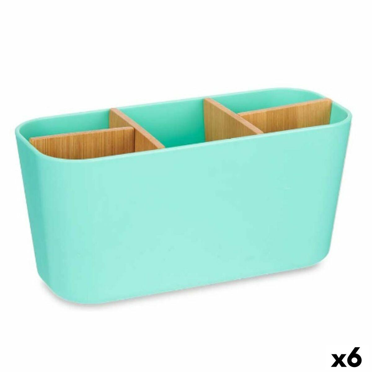 Portacepillos de Dientes Berilo Verde Bambú Polipropileno 21 x 10 x 9 cm (6 Unidades)