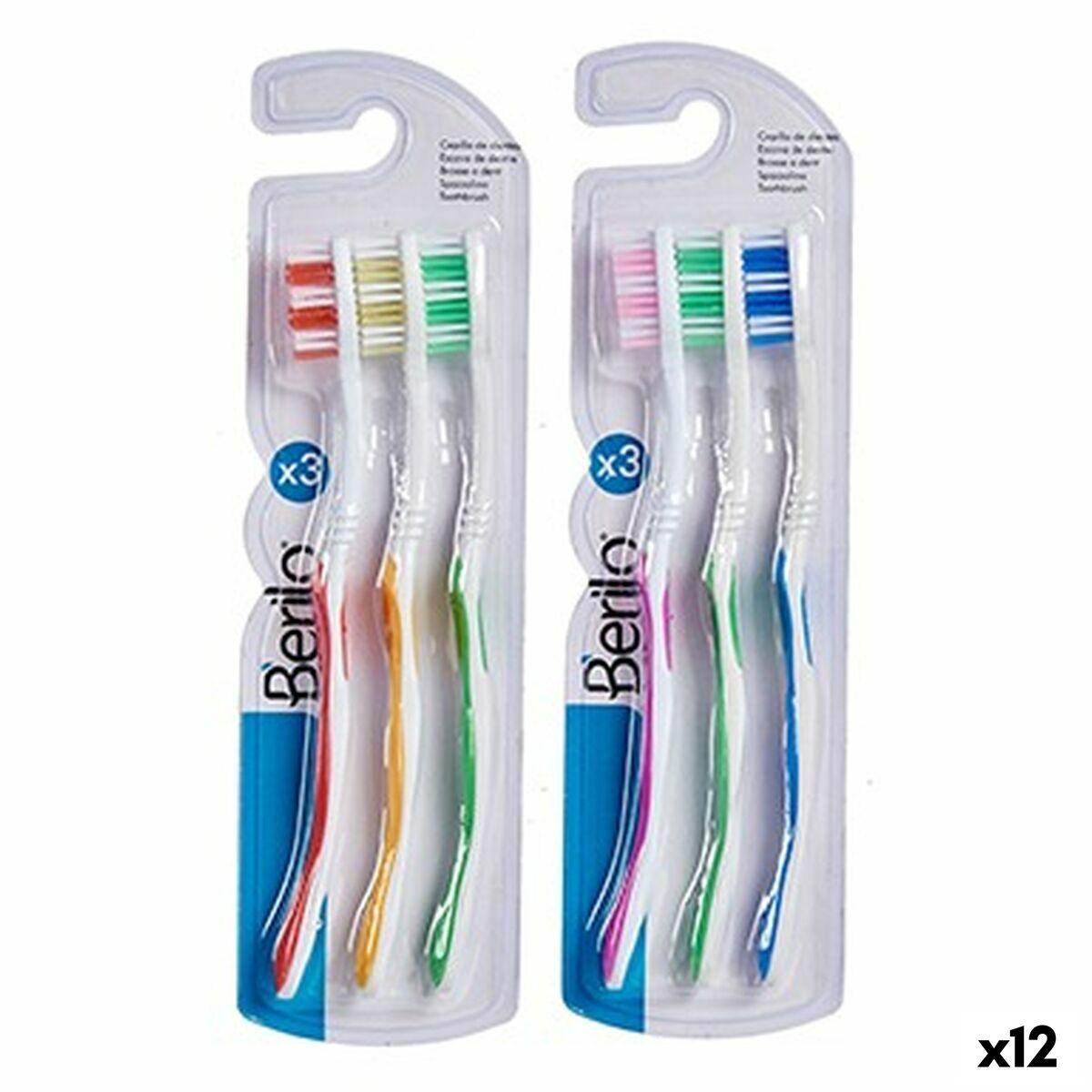 Cepillo de Dientes Berilo Amarillo Azul Rojo Verde (12 Unidades)