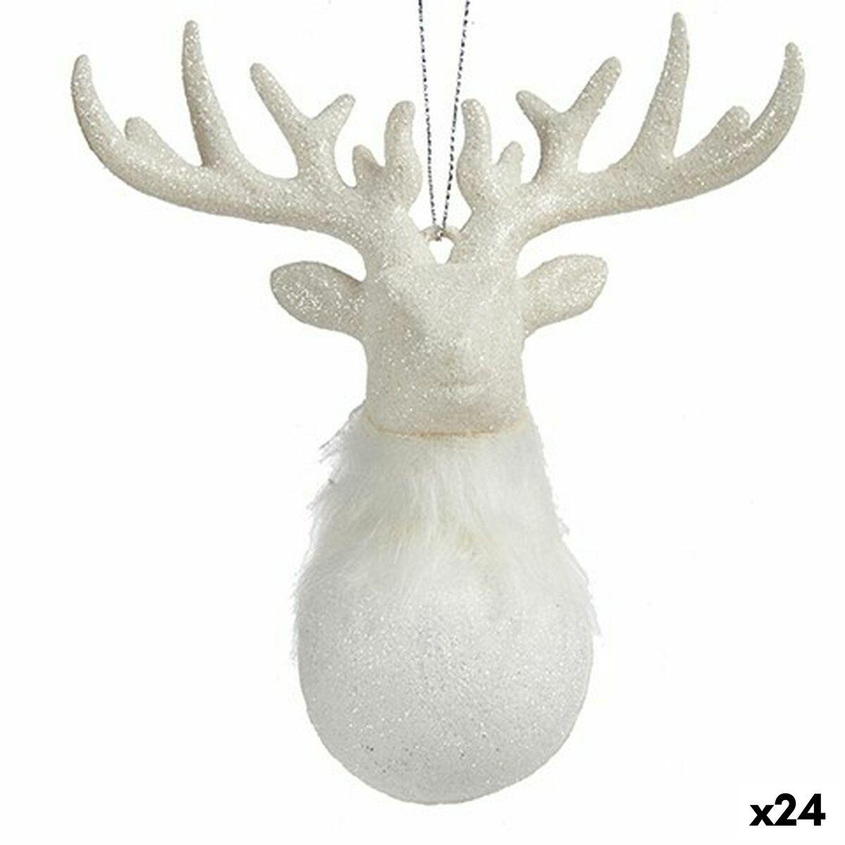 Adorno Navideño Krist+ Blanco Plástico Purpurina Reno 14 x 15,5 x 7 cm (24 Unidades)